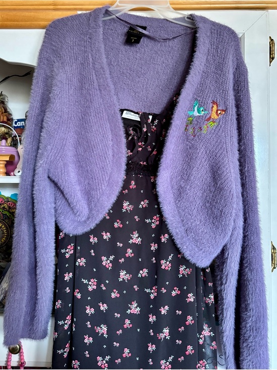 Disney Sweaters - Disney Cozy Lavender Bolero plus size Sweater with Embroidered Birds